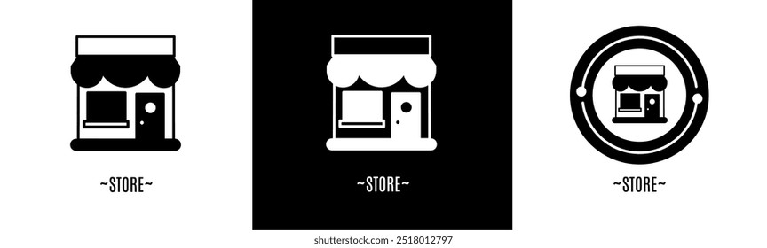 Store logo set. Collection of black and white logos. Stock vector.