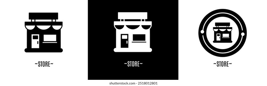 Conjunto de logotipo de la tienda. Colección de logos en blanco y negro. Vector de acciones.