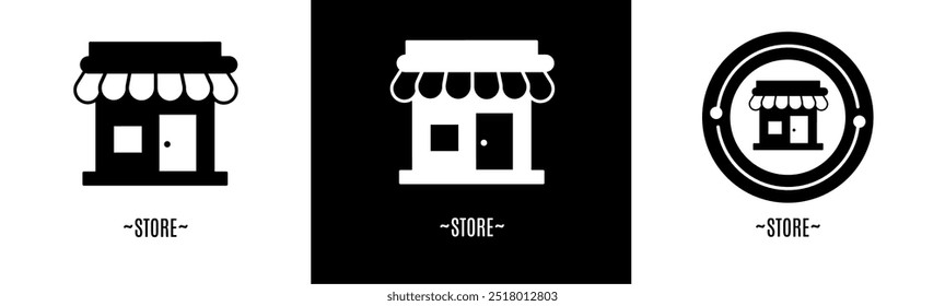 Conjunto de logotipo de la tienda. Colección de logos en blanco y negro. Vector de acciones.
