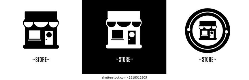 Conjunto de logotipo de la tienda. Colección de logos en blanco y negro. Vector de acciones.