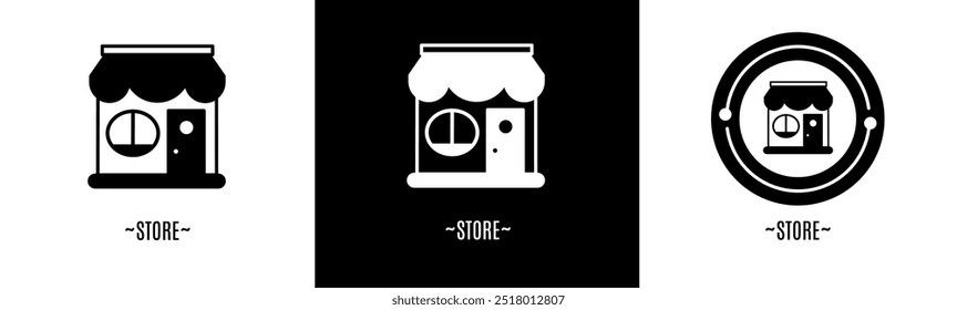 Store logo set. Collection of black and white logos. Stock vector.