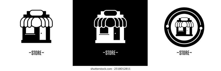 Store logo set. Collection of black and white logos. Stock vector.
