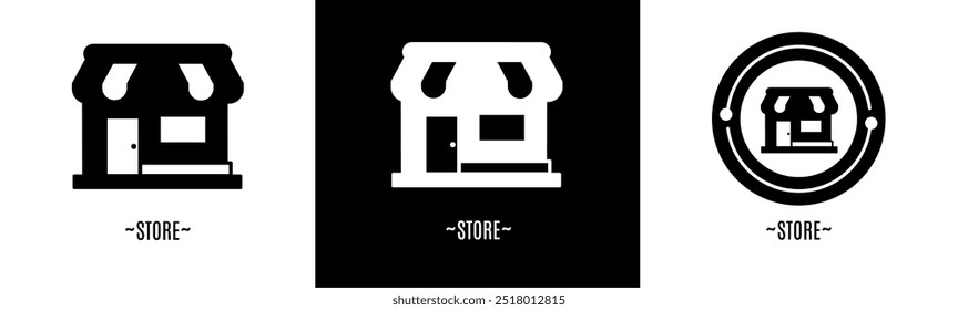 Store logo set. Collection of black and white logos. Stock vector.
