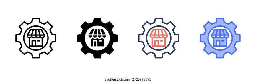 Conjunto de iconos de estilo múltiple de administración de tiendas