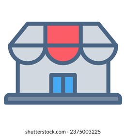 store, market icon or logo illustration filled outline color style. Icons ecommerce color.
