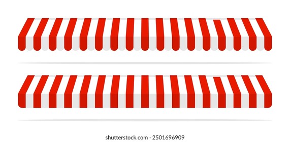 Store marquee vector set. Striped market tent illustration.