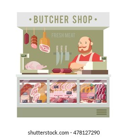 Store meat. Vector illustration.