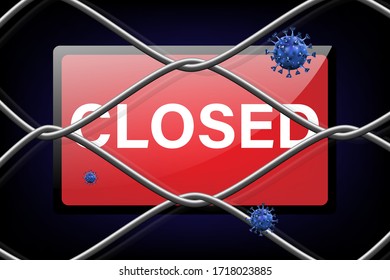 Store or office temporarily closed sign. Pandemic covid-19 virus and protection coronavirus concept. Vector illustration design.