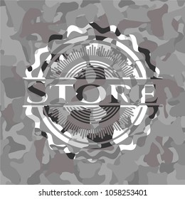 Store on grey camo texture
