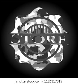 Store on grey camouflage texture