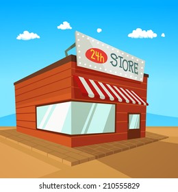 Store on the road in desert.