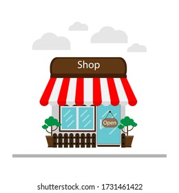 The store on white background Present or use as an illustration to sell products. Selling products online Or via Market Place