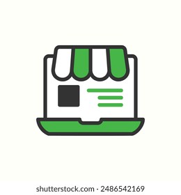 store online icon, isolated colored icon theme ecommerce