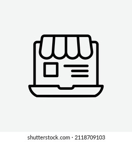  store online icon, isolated ecommerce outline icon in light grey background, perfect for website, blog, logo, graphic design, social media, UI, mobile app, EPS 10 vector illustration