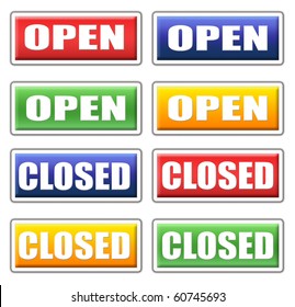 Store open and closed signs 4 colors set