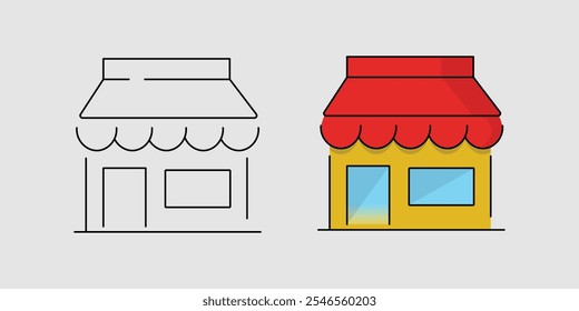 store outline icon. line art and colorful 