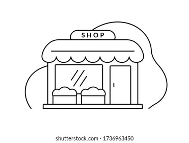 Store outline icon. Shop front sign. Retail business building. Vector illustration.