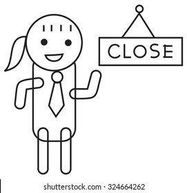 Store Owner Turning Closed Sign In Shop Doorway