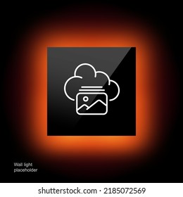 Store photos in cloud storage line icon. Digital image, picture, landscape, online, remote server, data transfer, keep, view. Internet concept. Glassmorphism style. Vector line icon for Business.