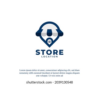 Store with Pin Map Location Icon Logo Design Template Element