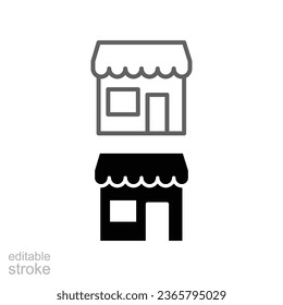 Store point Line and glyph icon. Local marketing e-commerce retail campaign. Market shop advertisement. Local advertising. Editable stroke. Vector illustration. design on white background. EPS 10