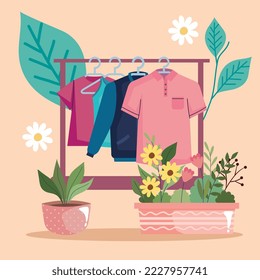 store rack and clothes scene