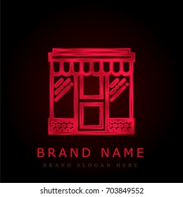 Store red chromium metallic logo