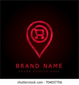 Store red chromium metallic logo
