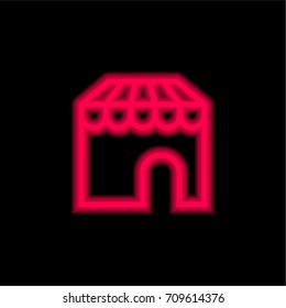 Store red glowing neon ui ux icon. Glowing sign logo vector