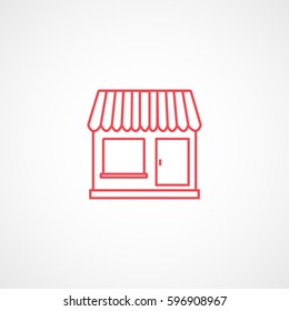Store Red Line Icon On White Background