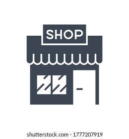 Store Related Vector Glyph Icon. Isolated on White Background. Vector Illustration.