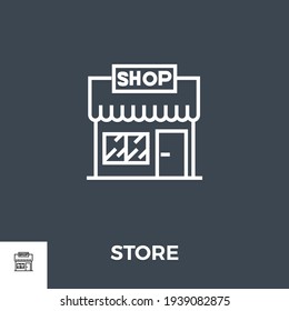 Store Related Vector Thin Line Icon. Isolated on Black Background. Editable Stroke. Vector Illustration.