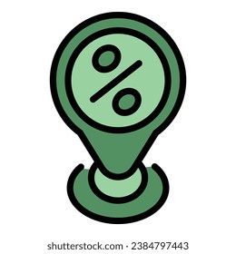 Store sale location icon outline vector. Shop map. Gps mall color flat