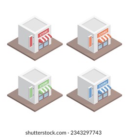 store sale shop isometric illustration vector