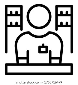 Store salesman icon. Outline store salesman vector icon for web design isolated on white background