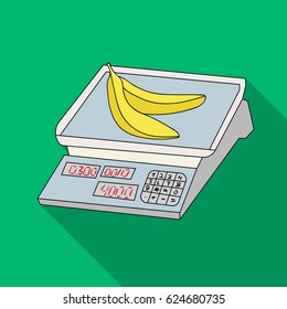 Store scale icon in flate style isolated on white background. Supermarket symbol stock vector illustration.