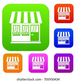 Store set icon in different colors isolated vector illustration. Premium collection