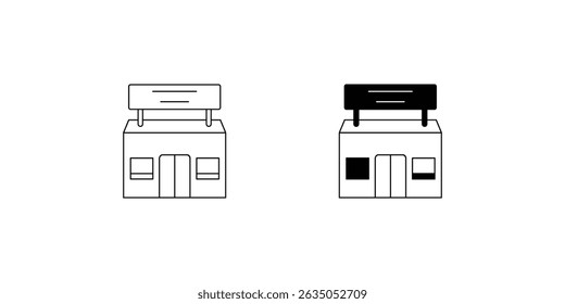 Icono de conjunto de tienda con fondo blanco Vector Ilustración de stock
