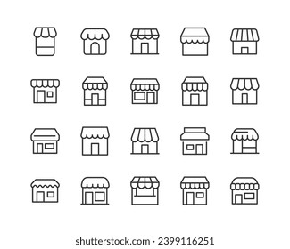 store set vector line icons. Thin line design elements. Collection of editable stroke icons