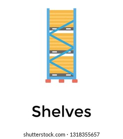 Store shelves flat icon design 