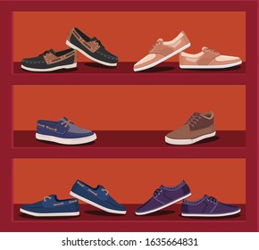 store shoes men 2d illustration