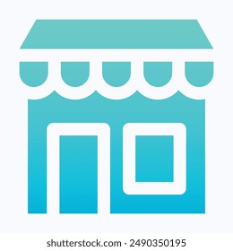 Store, Shop And Building Vector Icon, Isolated Gradient Vector Icon.