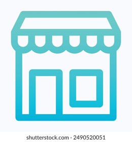 Store, Shop And Building Vector Icon,  Isolated Lineal Gradient Vector Icon.