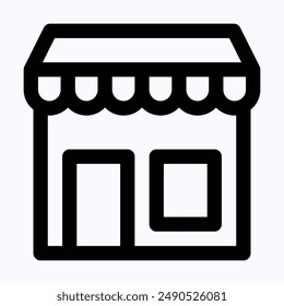 Store, Shop And Building Vector Icon, Isolated Lineal Vector Icon.