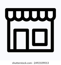 Store, Shop And Building Vector Icon, Lineal Isolated Vector Icon.