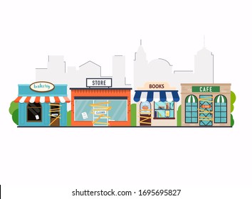 Store Shop, Cafe, Book Shop, Bakery Is Closed/bankrupt. Flat Design Modern Vector Business Concept.