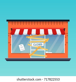 Store shop is closed/bankrupt. Flat design modern vector business concept.