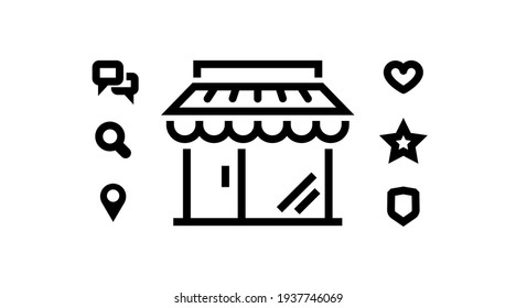 Store, shop, delivery, Question Answer Star Rate icon . Online, offline shopping. Buy online store. concept design. Vector on isolated background.