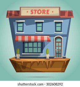 Store or shop facade. Flat design vector illustration