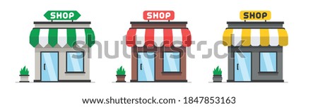 Store or shop facade. Shop icon. Flat Style. isolated on white background